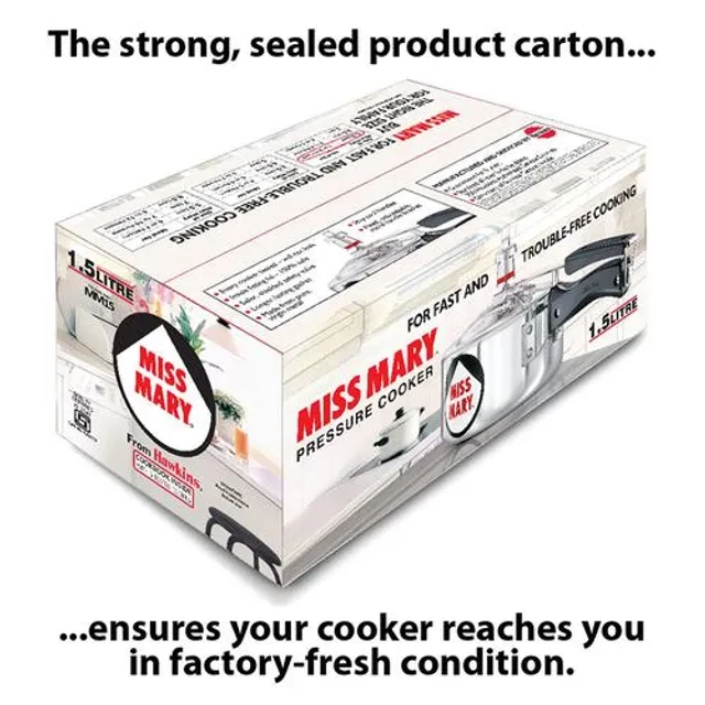 Hawkins Miss Mary Aluminium Inner Lid Pressure Cooker - With Handle, Silver, MM15, 1.5 l-4.webp